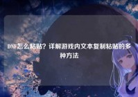 DNF怎么粘贴？详解游戏内文本复制粘贴的多种方法